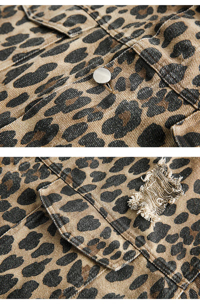 Leopard Print Distressed Western Jacket