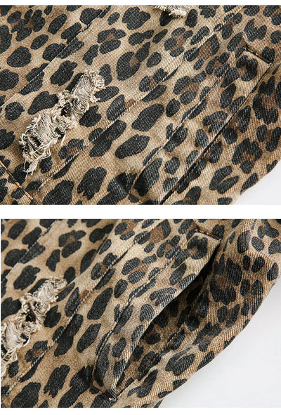 Leopard Print Distressed Western Jacket