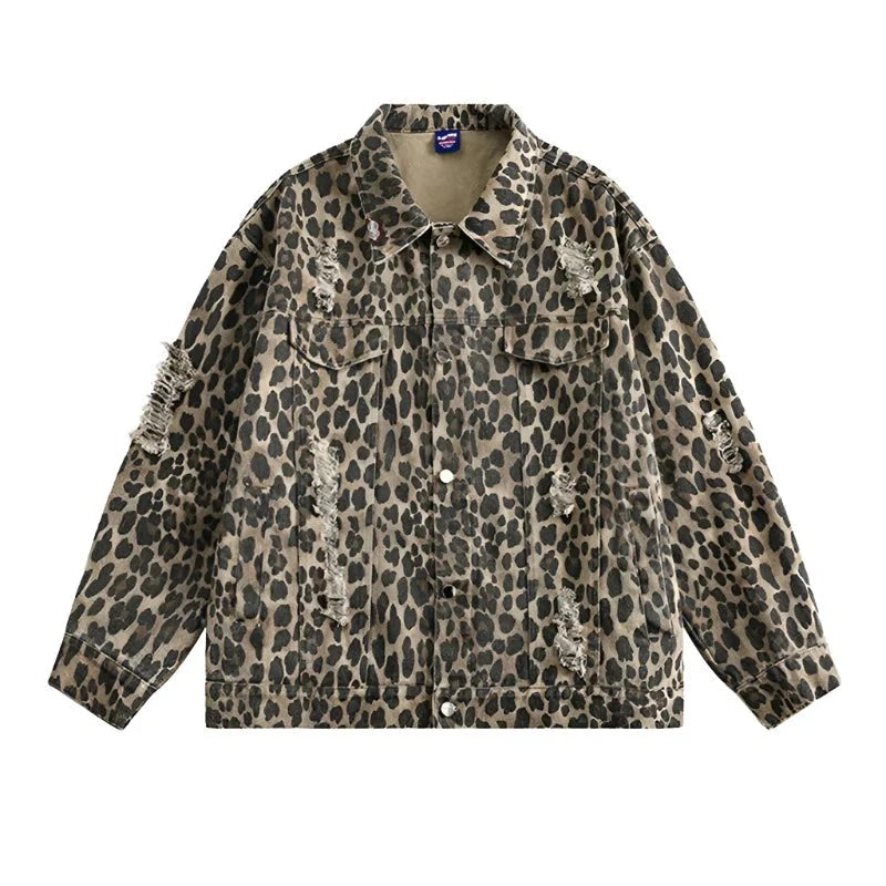 Leopard Print Distressed Western Jacket