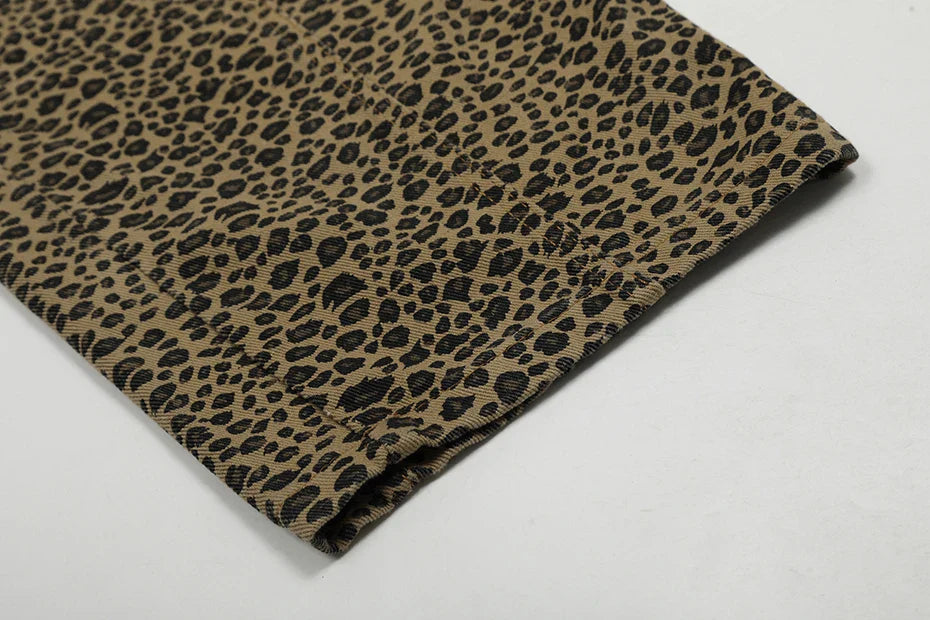 Leopard Print Keychain Barrel Leg Pants