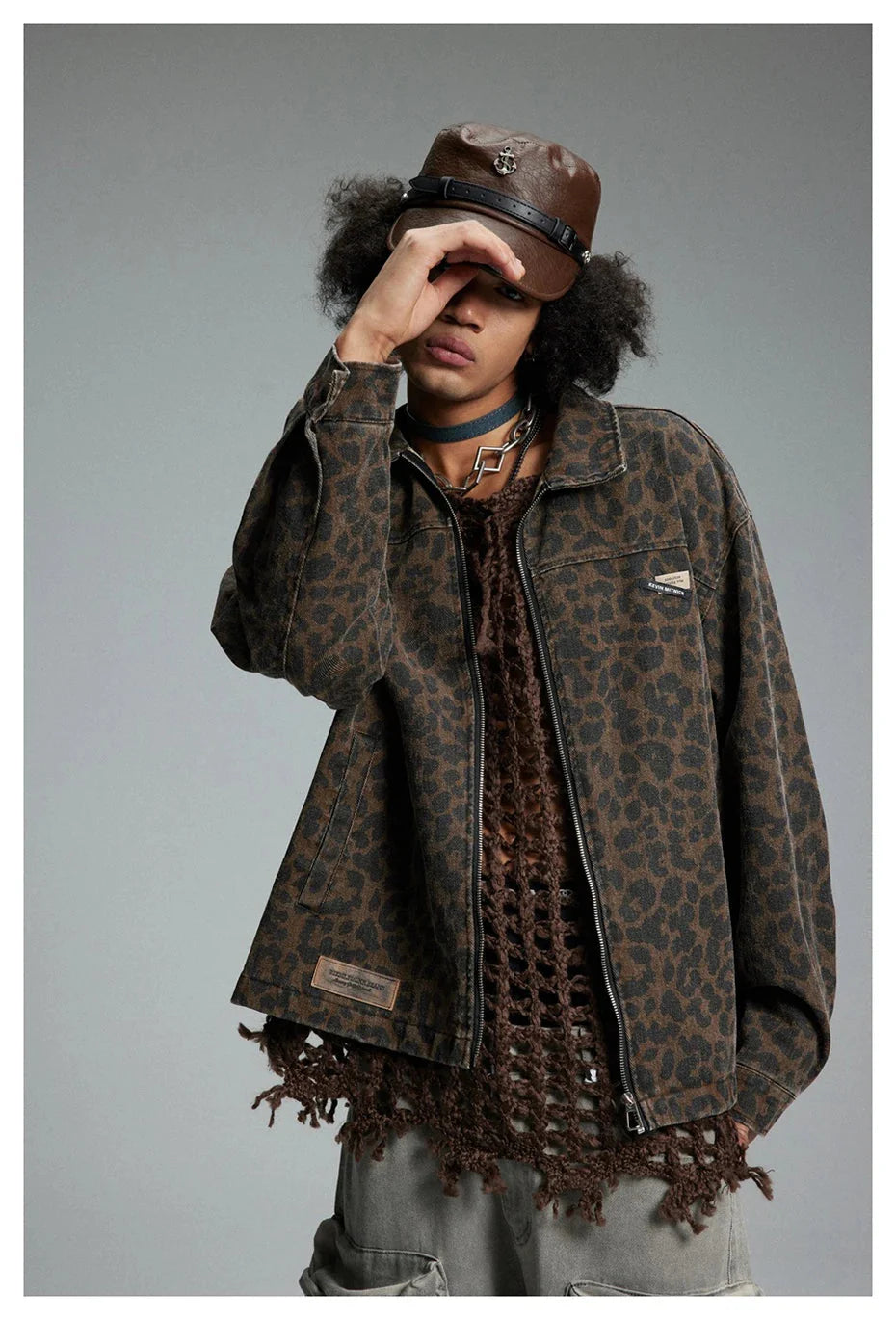 Leopard Print Zipped Trucker Jacket