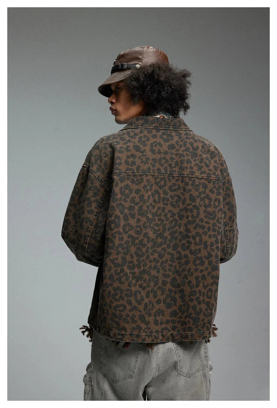 Leopard Print Zipped Trucker Jacket