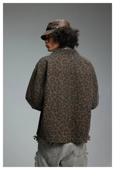 Leopard Print Zipped Trucker Jacket