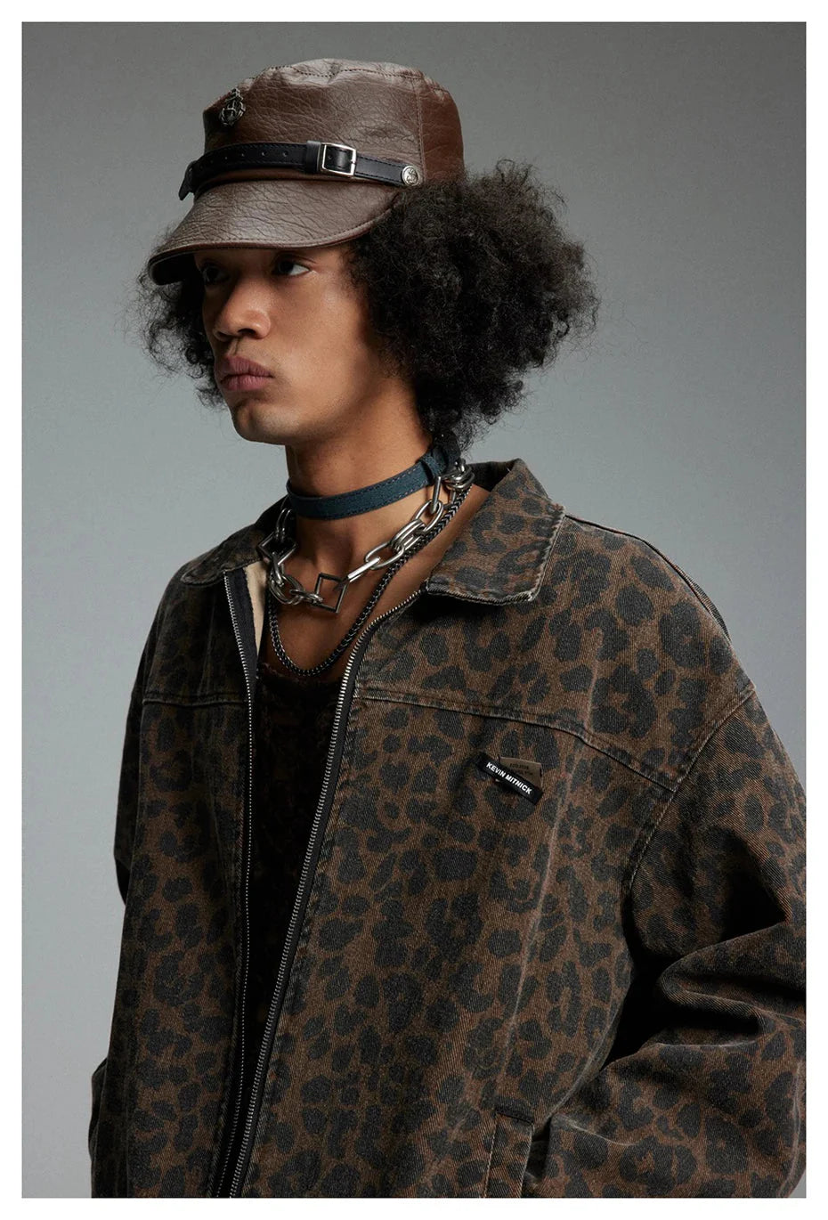 Leopard Print Zipped Trucker Jacket