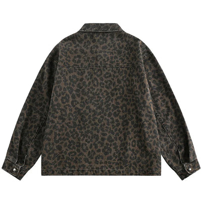 Leopard Print Zipped Trucker Jacket