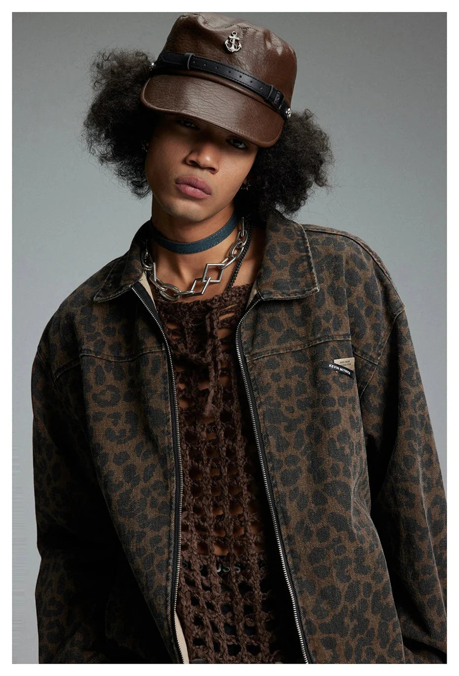 Leopard Print Zipped Trucker Jacket