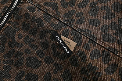Leopard Print Zipped Trucker Jacket