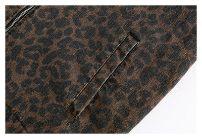 Leopard Print Zipped Trucker Jacket