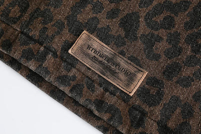 Leopard Print Zipped Trucker Jacket
