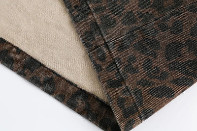 Leopard Print Zipped Trucker Jacket