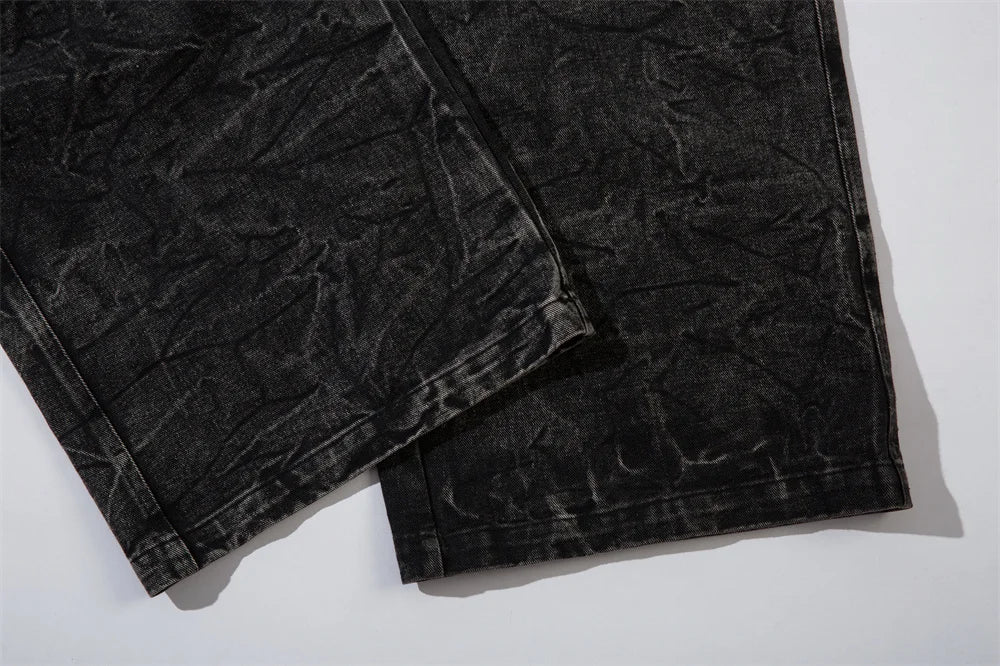 Lightning Embroidery Wide-Leg Jeans