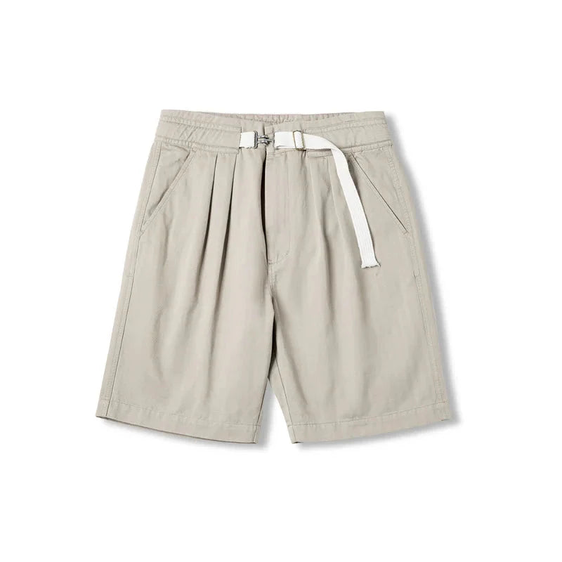 MADEN Belted Herringbone Twill Shorts