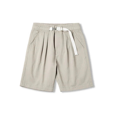 MADEN Belted Herringbone Twill Shorts