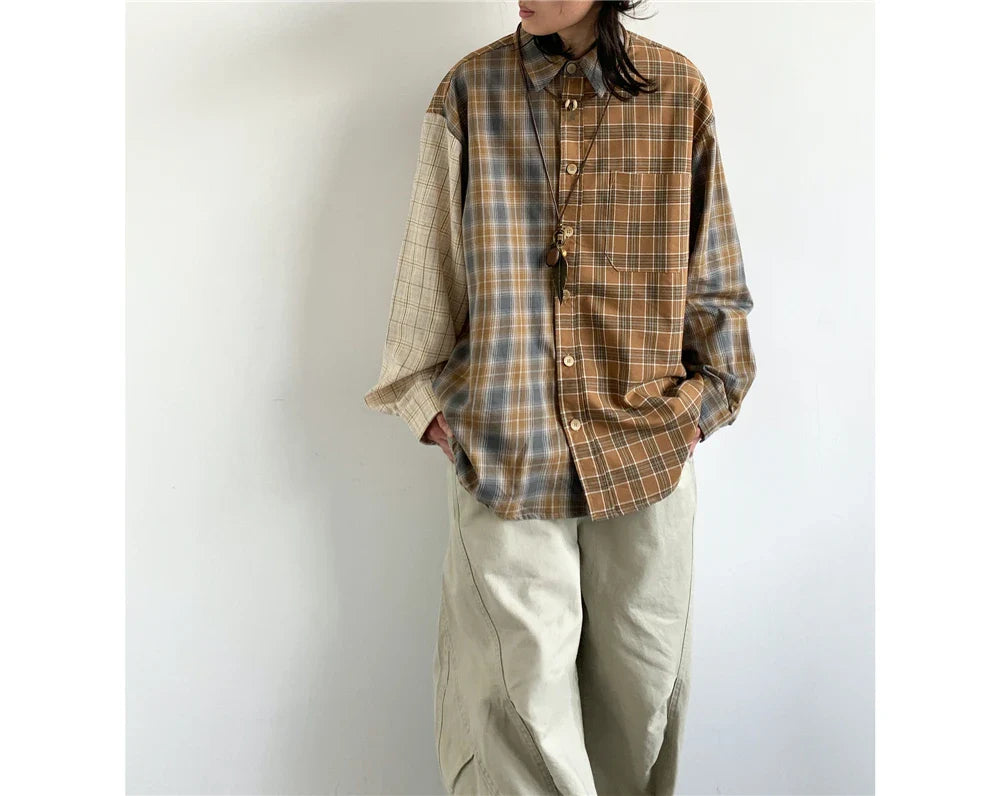 Mixed Check Long Sleeve Shirt