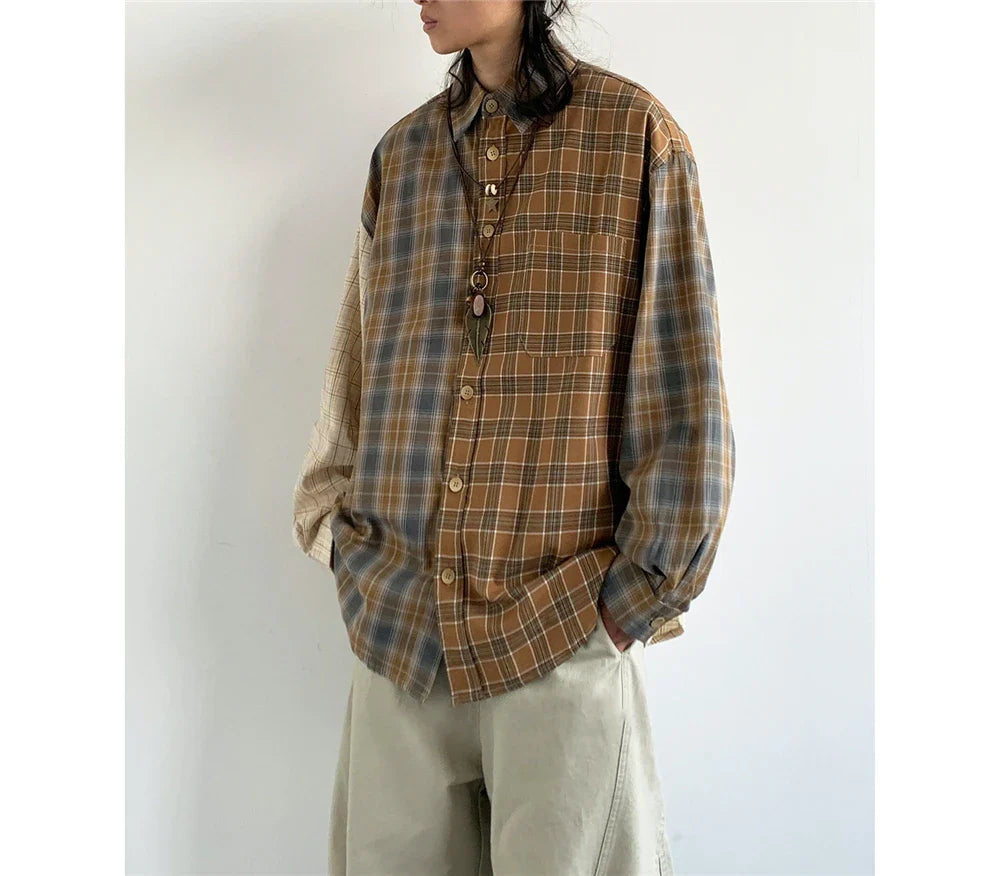 Mixed Check Long Sleeve Shirt