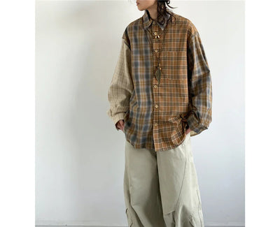 Mixed Check Long Sleeve Shirt