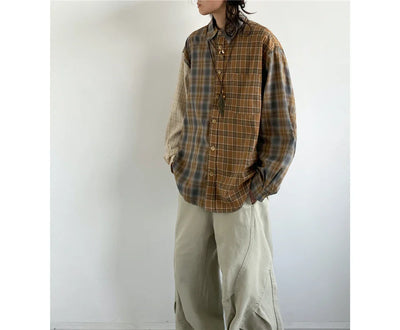 Mixed Check Long Sleeve Shirt