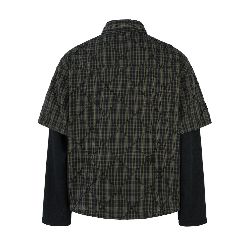 Mock Layer Textured Check Shirt