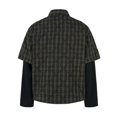 Mock Layer Textured Check Shirt