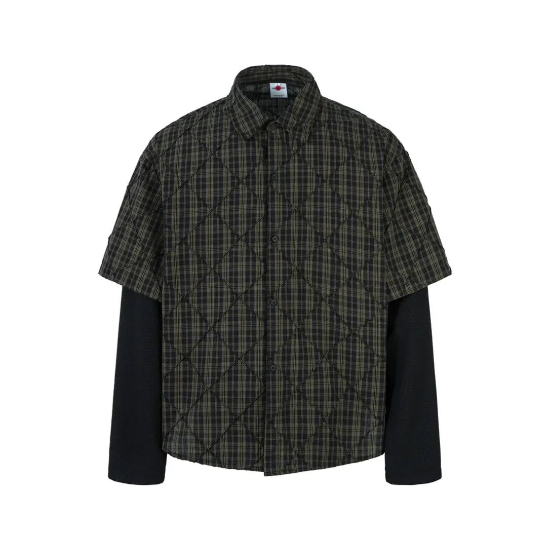 Mock Layer Textured Check Shirt