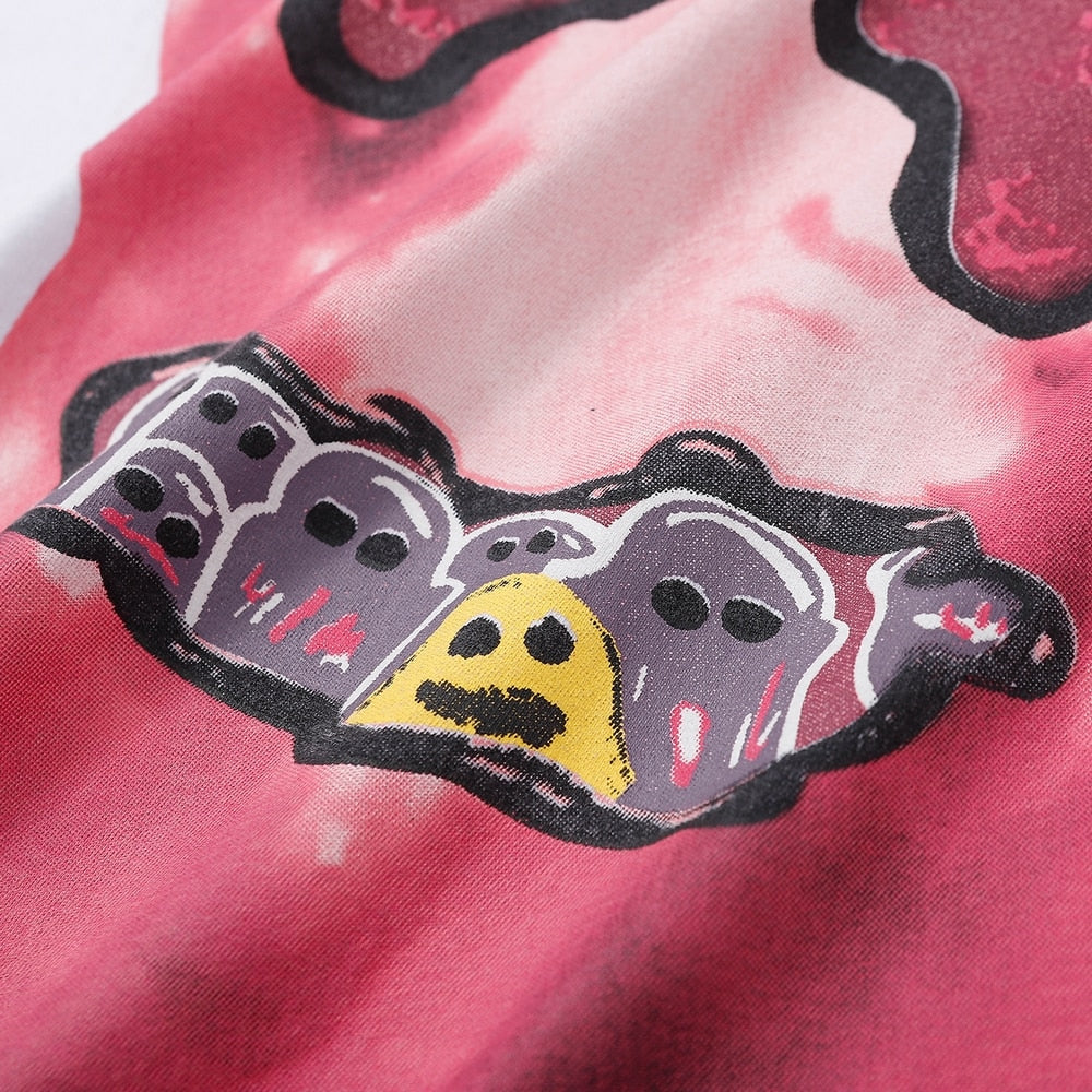'Nightmare Heart' Acid Washed Graphic Print T-Shirt