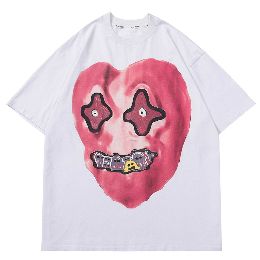'Nightmare Heart' Acid Washed Graphic Print T-Shirt