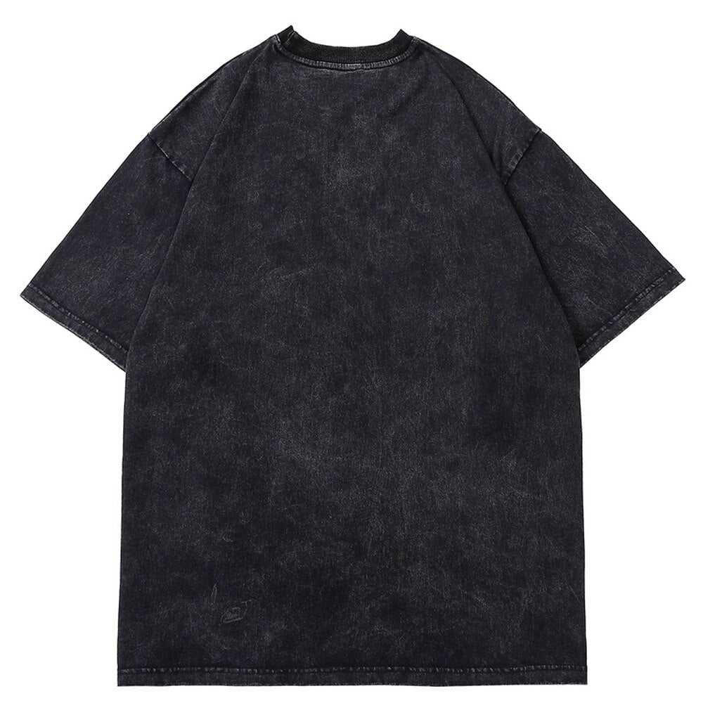 'Nightmare Heart' Acid Washed Graphic Print T-Shirt