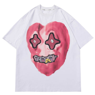 'Nightmare Heart' Acid Washed Graphic Print T-Shirt