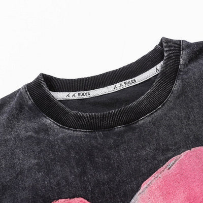 'Nightmare Heart' Acid Washed Graphic Print T-Shirt