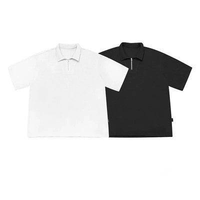 Pique Zip-Neck Polo Shirt