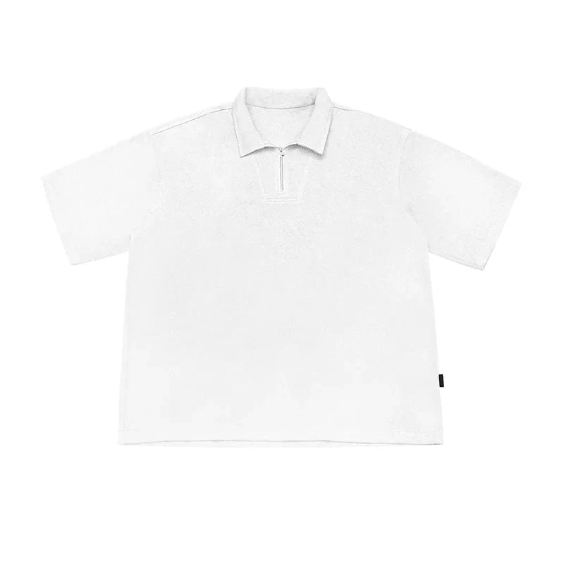 Pique Zip-Neck Polo Shirt