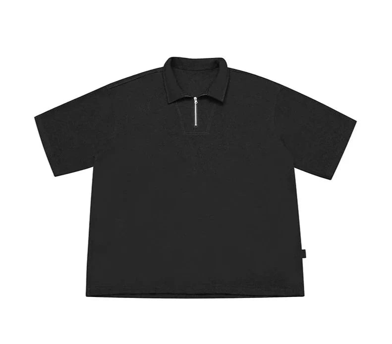 Pique Zip-Neck Polo Shirt