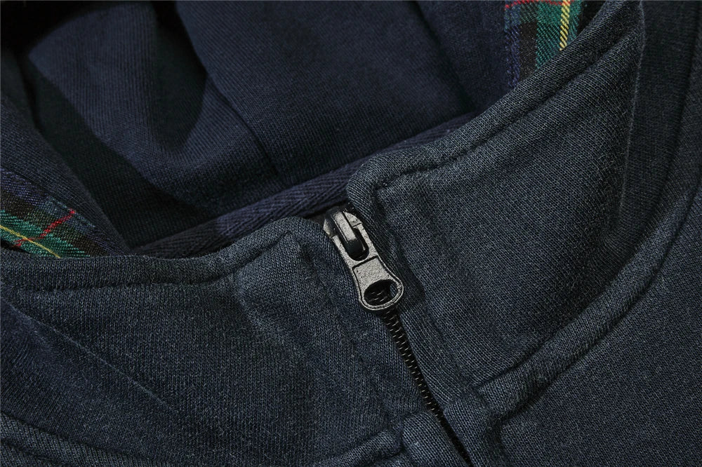 Plaid Hood Zip-up Hoodie
