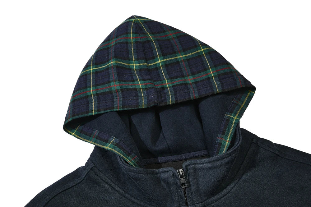 Plaid Hood Zip-up Hoodie