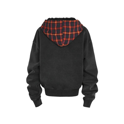 Plaid Hood Zip-up Hoodie