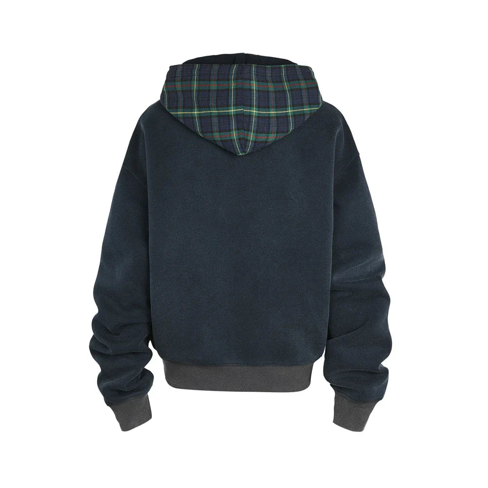 Plaid Hood Zip-up Hoodie