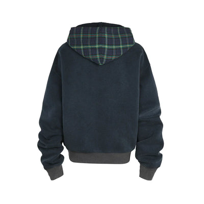 Plaid Hood Zip-up Hoodie