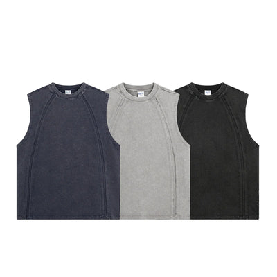 Raw Edge Acid Wash Drop Sleeve Tank