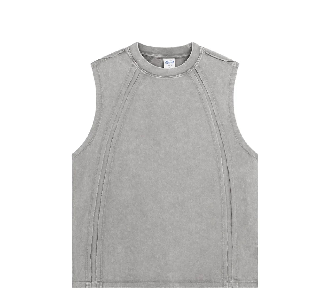 Raw Edge Acid Wash Drop Sleeve Tank