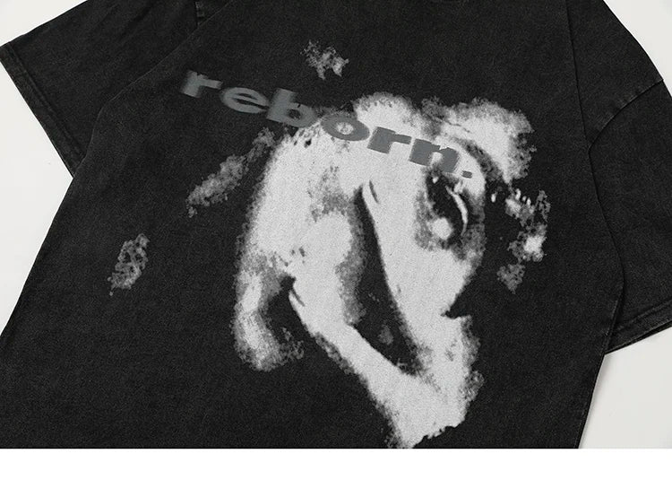 'Reborn' Acid Wash Graphic T-Shirt