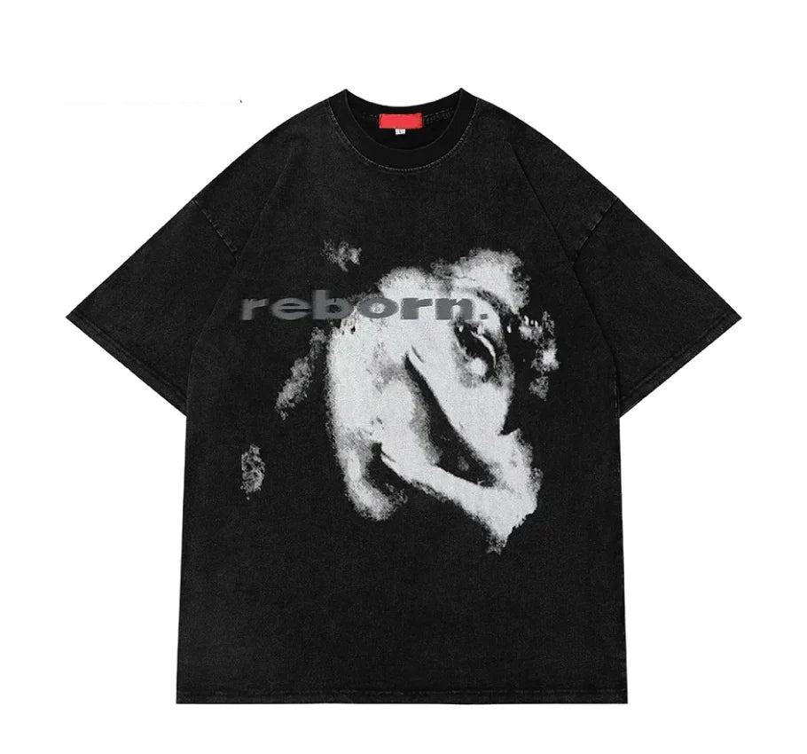 'Reborn' Acid Wash Graphic T-Shirt