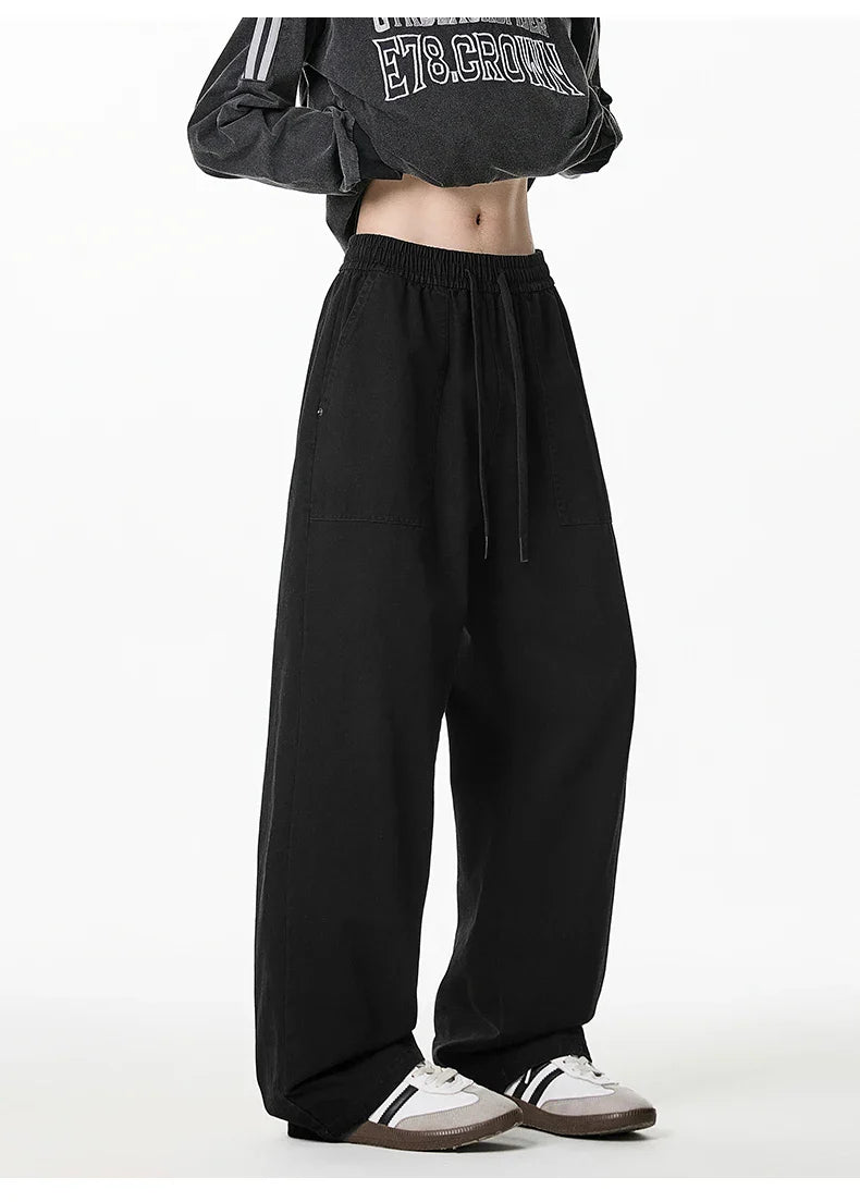 Relaxed Drawstring Washed Cargo Pants