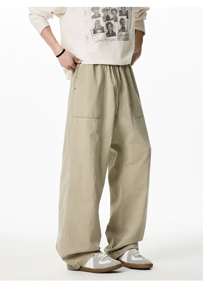 Relaxed Drawstring Washed Cargo Pants