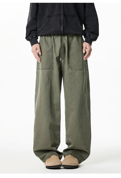 Relaxed Drawstring Washed Cargo Pants