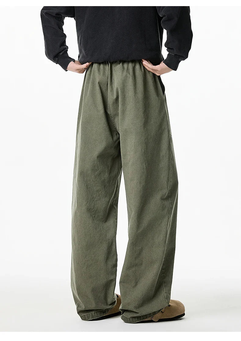 Relaxed Drawstring Washed Cargo Pants