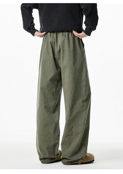 Relaxed Drawstring Washed Cargo Pants