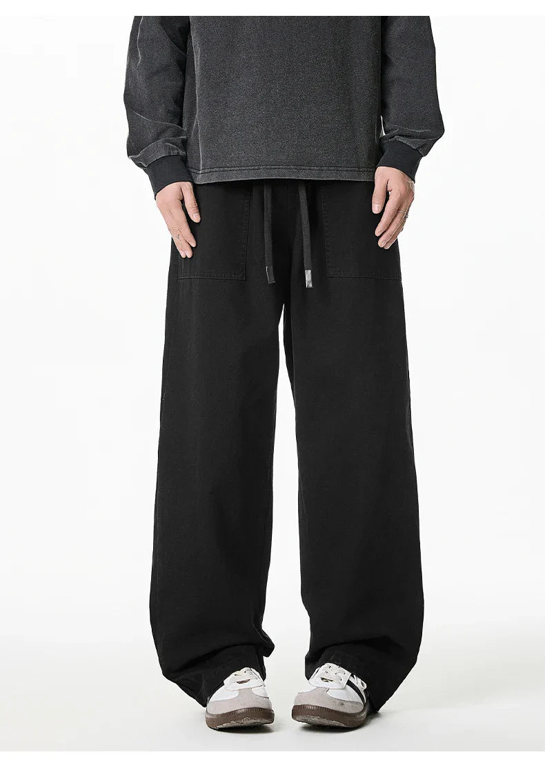 Relaxed Drawstring Washed Cargo Pants