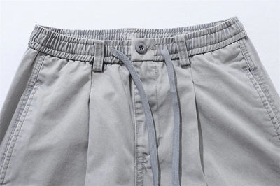 Relaxed Fit Pleated Knee Drawstring Shorts
