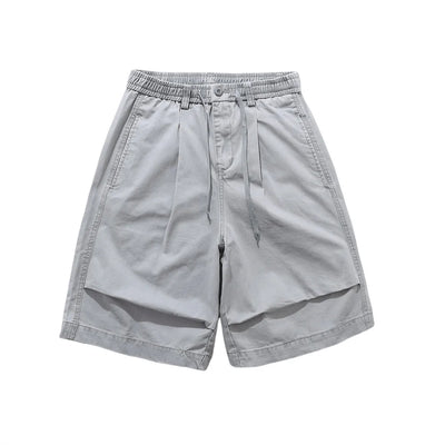 Relaxed Fit Pleated Knee Drawstring Shorts