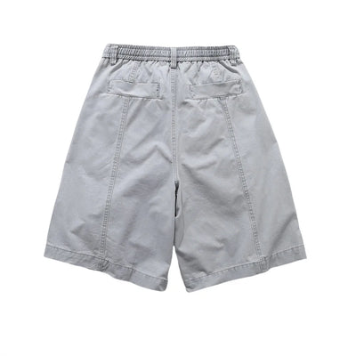 Relaxed Fit Pleated Knee Drawstring Shorts